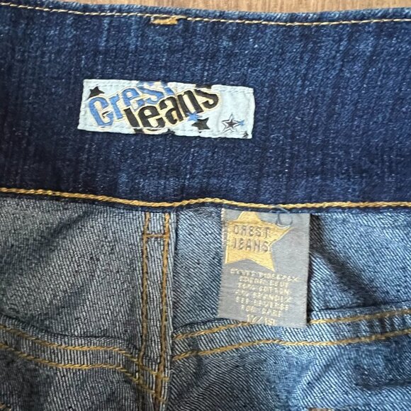 Crest Jeans Dark Wash Gold Embroidered Flap Pocket Jeans Sz 17/18 - Picture 6 of 13